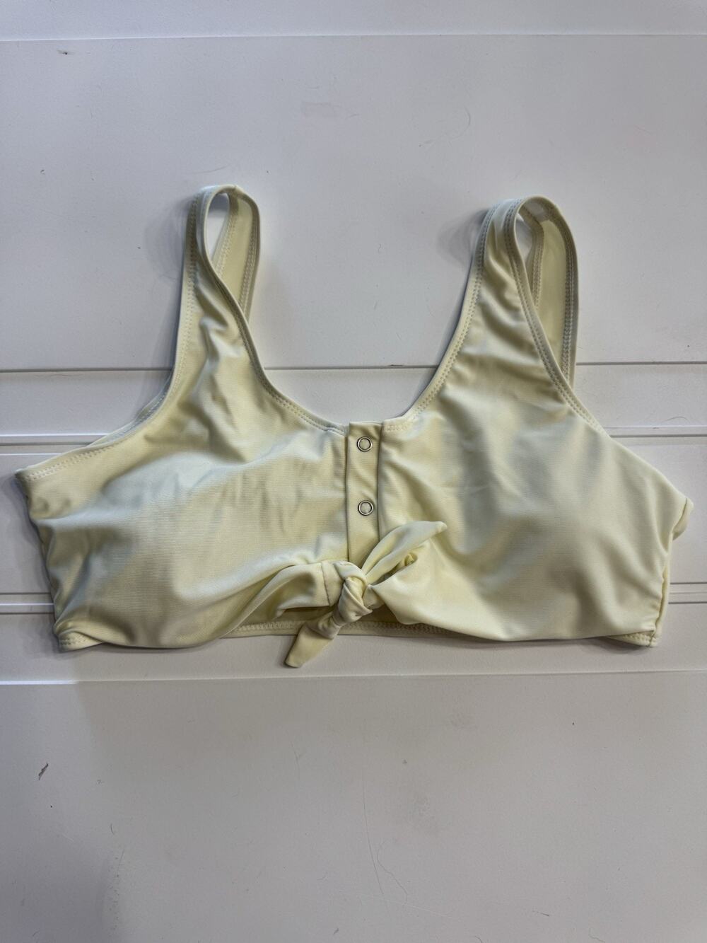 Unbranded Womens Sz M Yellow Tie Snap Up Swimsuit Bikini Top